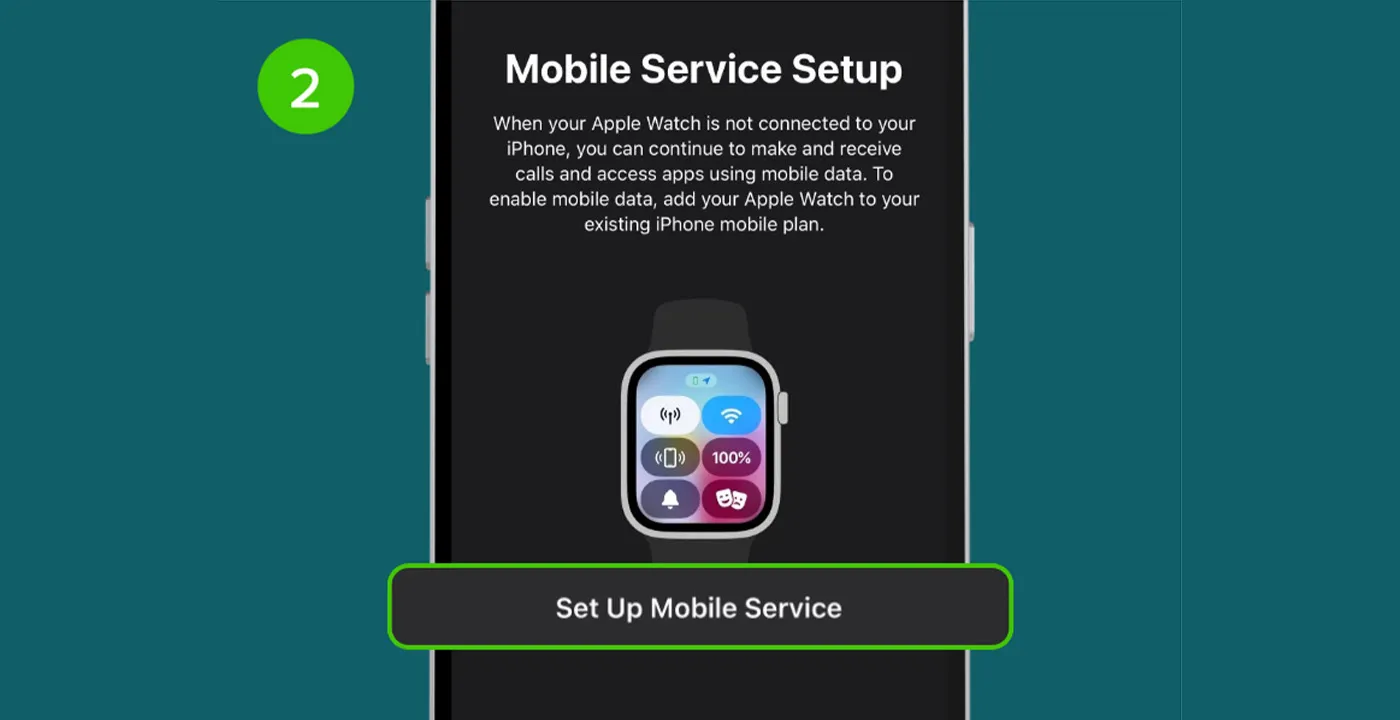 Step 2: When you reach Mobile Service Setup page, tap on “Set Up Mobile Service”