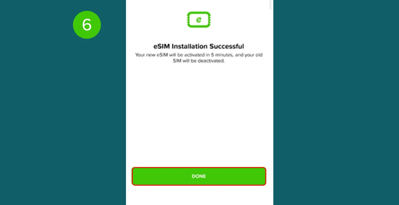 Step 6 - Your eSIM will be successfully installed once the mobile number appears under eSIM in your sim management settings on your phone.